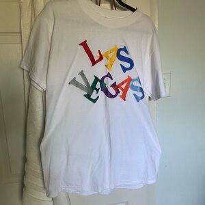 Gildan White T-Shirt with Multicolor Print